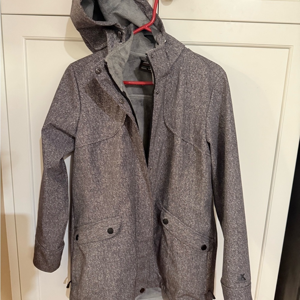 ZeroXposur Women’s Gray Utility Jacket with Hood and Mid-Thigh Length